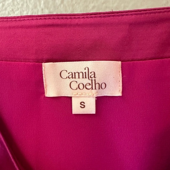 NWT Camila Coelho Polly Satin Button Front Camisole Top Very Berry Bright Pink - Picture 6 of 9